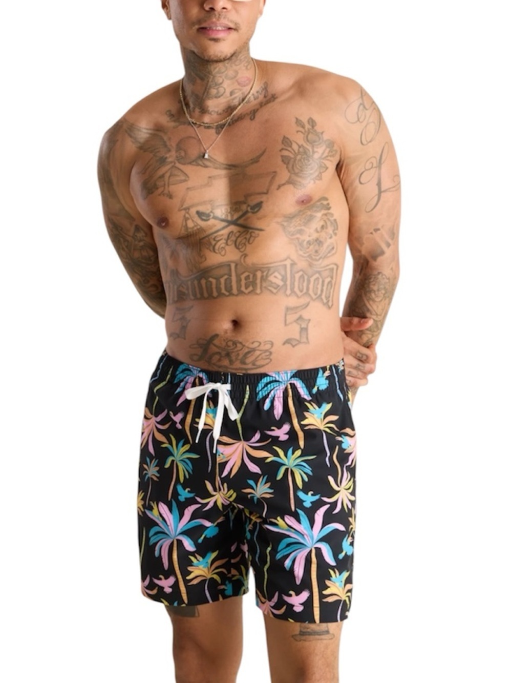 Chubbies Classic Swim Trunks 7” Black Neon Palms